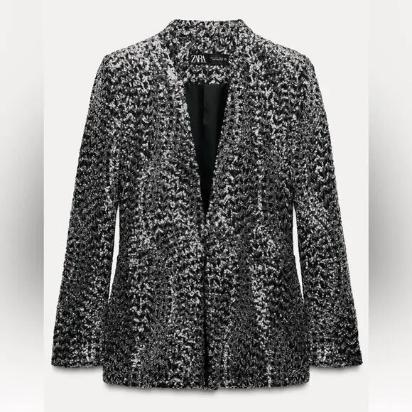 Zara sequin lapelless blazer - Picture 6 of 11
